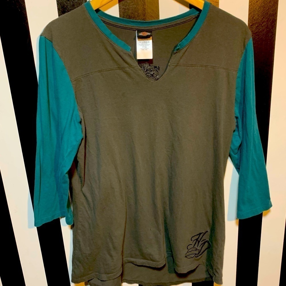 Y2K Woman’s Harley-Davidson 3/4 Sleeve Tee Shirt XXL 12/14/16 Retro Vintage